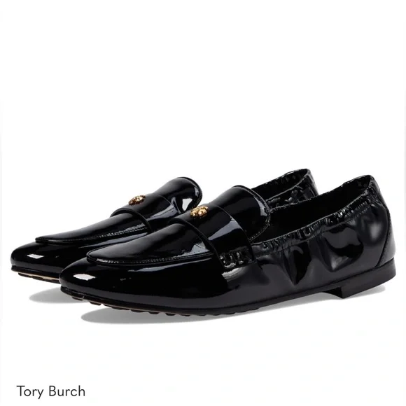 TORY BURCH Patent LeatherBallet Loafers Perfect Black size 8.5 NEW